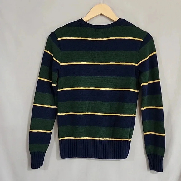 Boys Polo by Ralph Lauren Striped Knit Sweater, Blue/Green, Size 12/14, PreOwned - Picture 3 of 7
